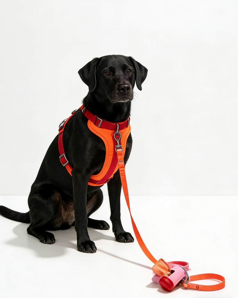 Orange Red Pet Harness Set