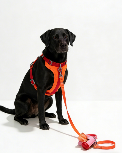 Orange Red Pet Harness Set